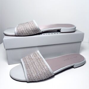 Patricia Green St. Tropez White Woven Slide Sandals – Size 11 Like New with Box